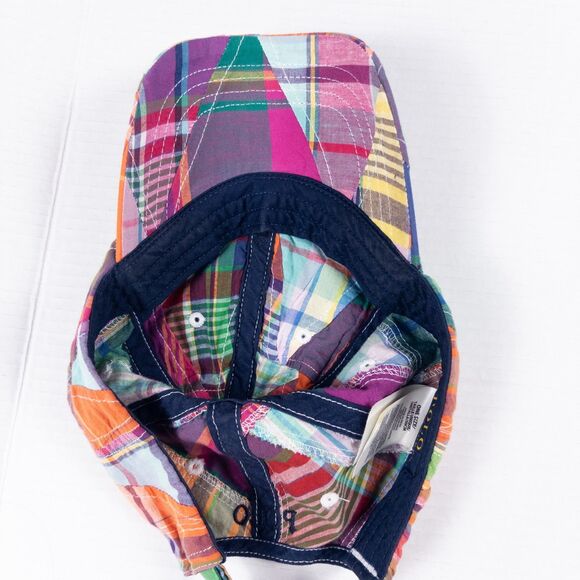 Polo Ralph Lauren Madras Patchwork Plaid Pony Hat Multi Color Adjustable Cap - Picture 3 of 6